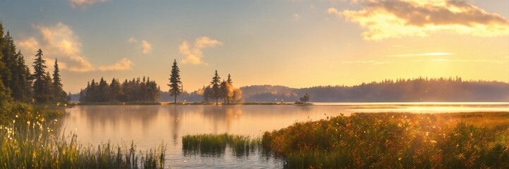 Morning at the lake, AI generated