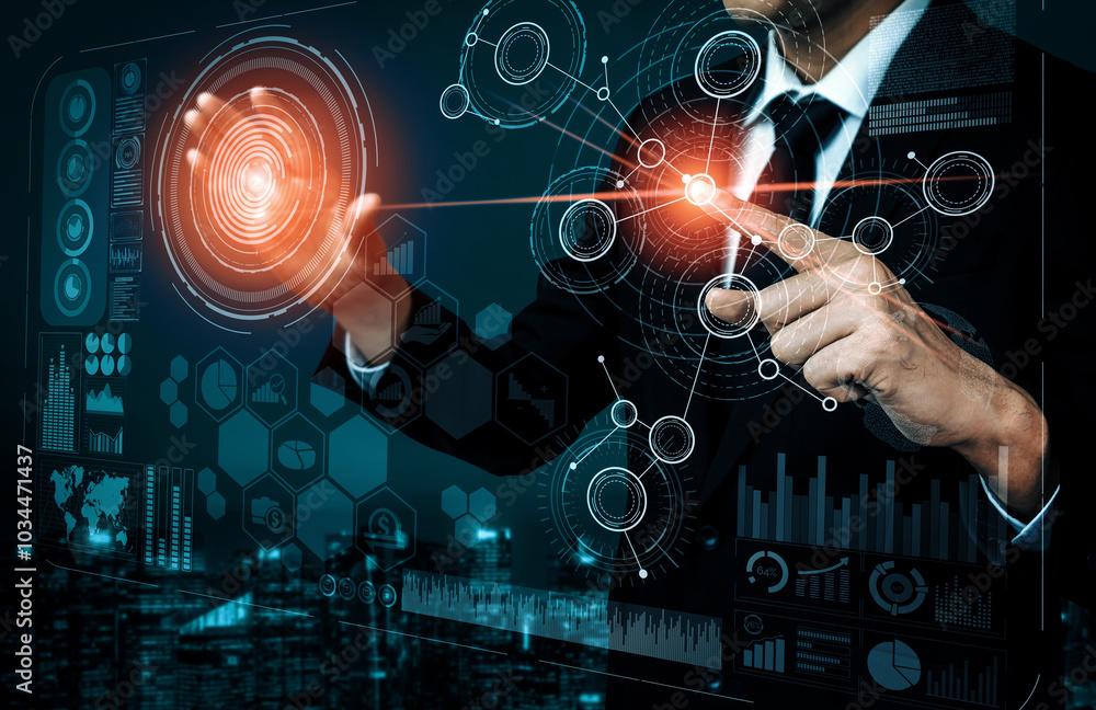 Aufkleber big data technology for business finance analytic concept. modern interface shows massive informatio