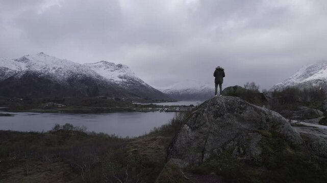 man on the top of the mountain, D-Log for better color grading