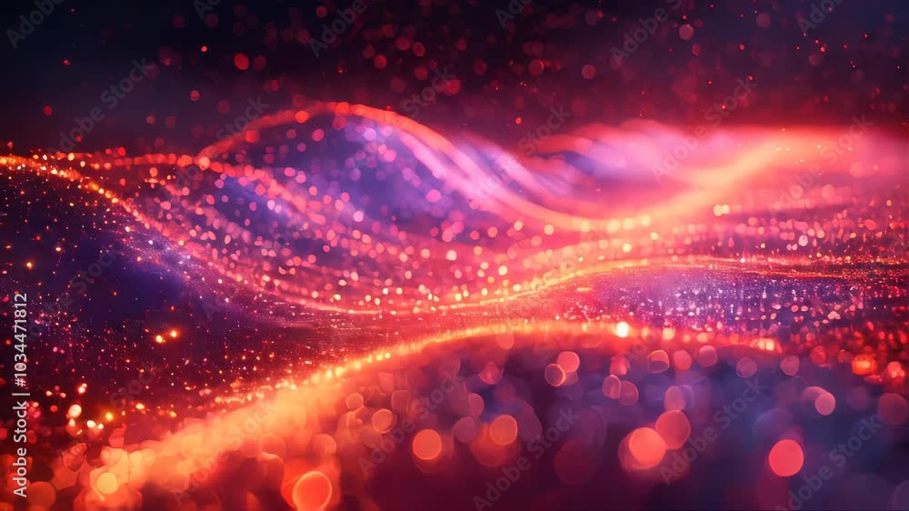 Poster abstract digital wave with glowing particles. futuristic shape with depth of field and bokeh