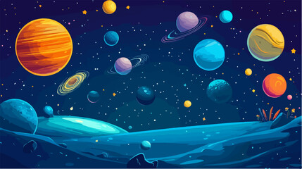 Illustration of space. Planets. Galaxy.
