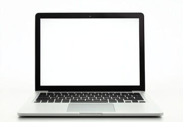 Fototapeta premium Laptop with a blank white screen for branding purposes isolated on white background