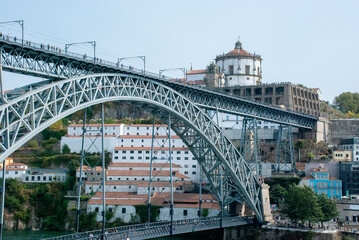 Porto - Portugal, with famous bridge Ponte Dom Luis and Serra do Pilar Abbey