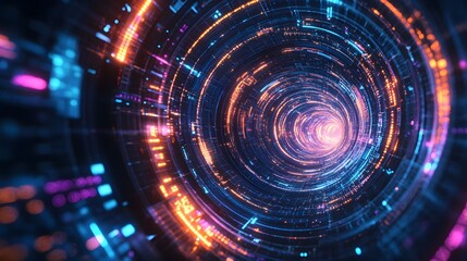 Fototapeta premium Abstract circular science fiction futuristic background. 