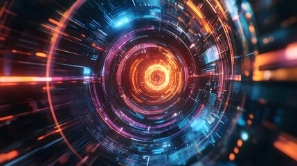 Obraz premium Abstract circular science fiction futuristic background. 