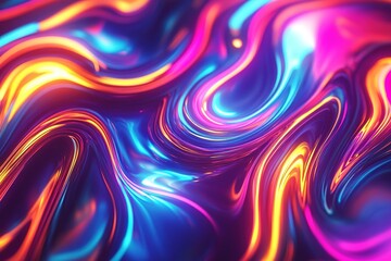 Fototapeta premium Vivid neon waves flowing in dynamic motion