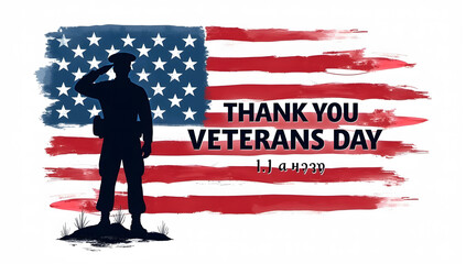 Veterans day poster. Veteran's day illustration with american flag, 11th November, isolated on white backgorund