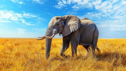 Obraz premium Majestic elephant wandering through a savanna landscape