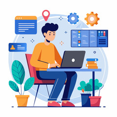 Fototapeta premium create me a vector image in which should be like a man working on his companies Projects Full Stack Developer