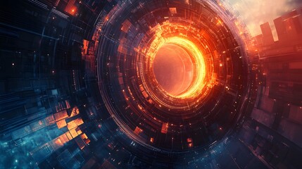 Obraz premium Abstract circular science fiction futuristic background. 