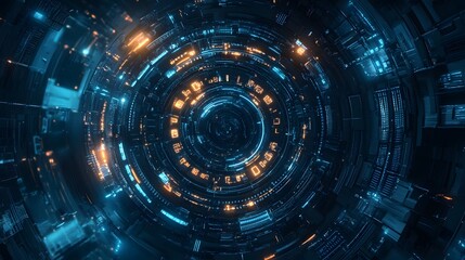 Obraz premium Abstract circular science fiction futuristic background. 