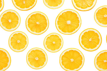 Obraz premium PNG photo of *lemon slide cut in half* pattern, flat lay, on white background