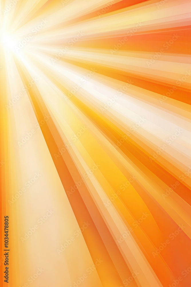 Poster bright rays of sunlight radiate in a warm tone, creating a serene atmosphere in a flat illustration