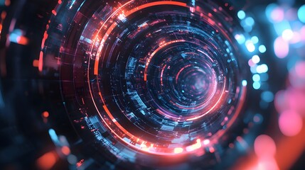 Obraz premium Abstract circular science fiction futuristic background. 