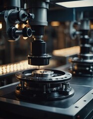 A manufacturing facility showcases advanced milling processes with a machine tool creating intricate parts, emphasizing engineering precision and efficiency. Generative AI