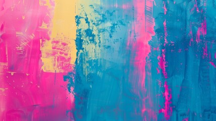 Fototapeta premium A retroinspired abstract background featuring a mix of electric blue hot pink and acid yellow layered with a hazy grain effect