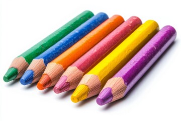 Fototapeta premium Set of colorful crayons, highlighting creativity isolated on white background