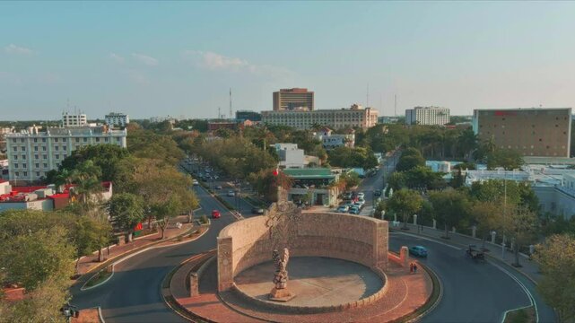 This aerial video showcases the beautiful city of Merida, the capital of Yucatan, Mexico. The video features stunning footage of the citys historic center, including the iconic Plaza Grande, the