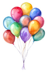 Colorful balloons floating in a bright atmosphere