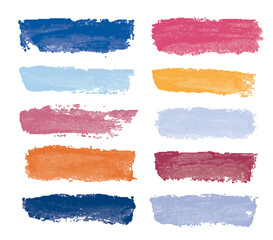 Brush strokes vector collection. Set of hand drawn text boxes. Colorful paintbrush set. Grunge lines vector illustrations elements.