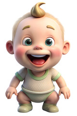 Joyful baby playing in sunlight