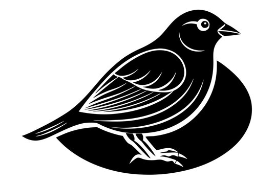 recommend clip art: Drawing of beautiful Grosbeak bird silhouette black vector art illustration 