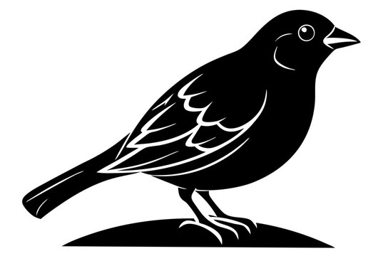 recommend clip art: Drawing of beautiful Grosbeak bird silhouette black vector art illustration 