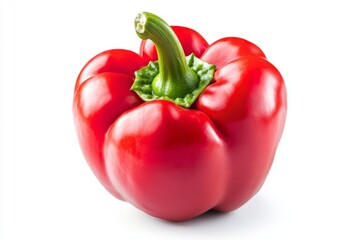 Vibrant red bell pepper, highlighting freshness and health isolated on white background
