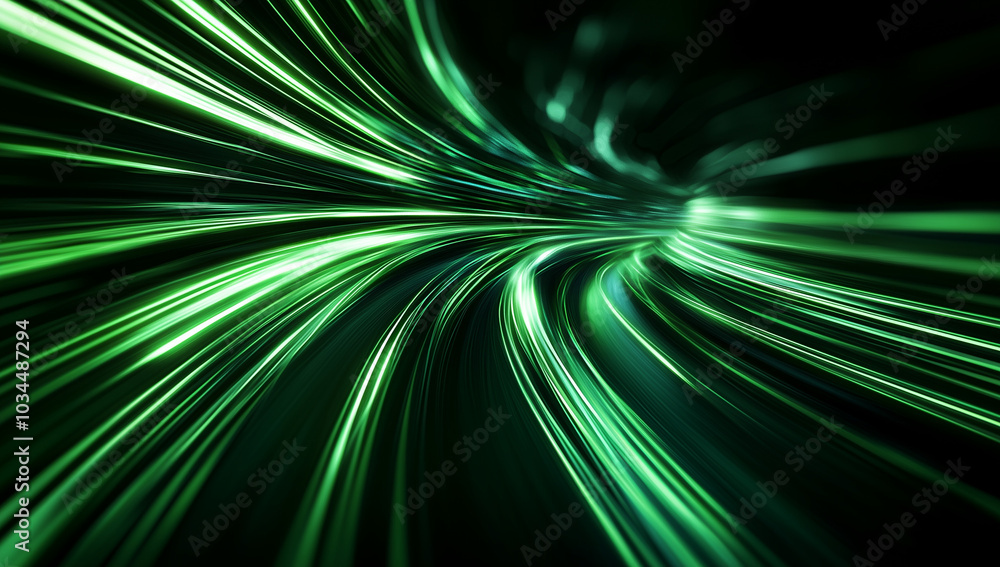Poster blurred motion with light trails on a black background, creating a sense of speed and energy.