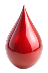Red droplet sculpture on a white background