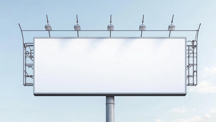 Obraz premium 3D rendering of a blank billboard with a light pole on the side, isolated on a background.