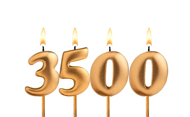 Number of followers or views - Candles form the number 3500