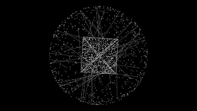 Puffed: Connecting Network box sph ere triangle line Doughnut Talking Pattern Space Geometric Landscape Modern Technology Design Background 4K stock animation video