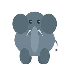 Beautiful gray vector illustration of funny elephant isolated on a white background