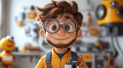 Smiling Cartoon Mechanic