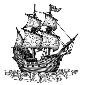 recommend clip art: Pirate ship coloring page