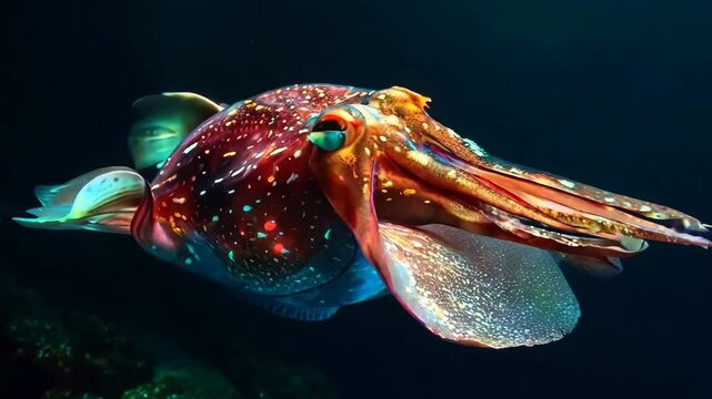 Mysterious vampire squid drifting in the dark depths, Video