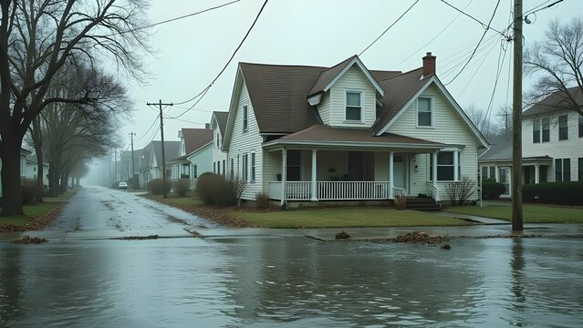 house sinking in bills , housing crisis,flooding, ect. concept