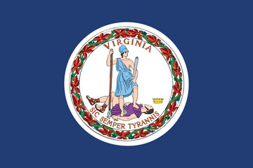 Normal flag of the United States federal state of VIRGINIA with original aspect ratio