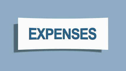 Expenses. A card isolated on blue background.