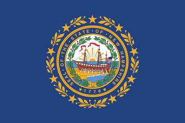 Normal flag of the United States federal state of NEW HAMPSHIRE with original aspect ratio