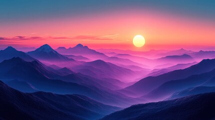 Sunset over the Mountain Range