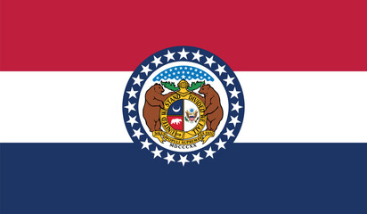 Normal flag of the United States federal state of MISSOURI with original aspect ratio