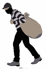 Side View Of A Robber Carrying Sack