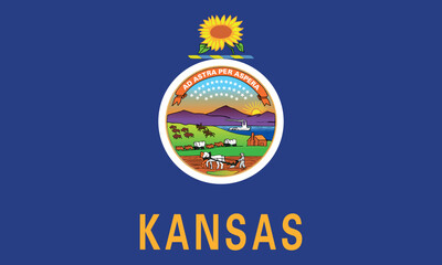 Normal flag of the United States federal state of KANSAS with original aspect ratio