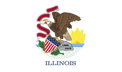 Normal flag of the United States federal state of ILLINOIS with original aspect ratio