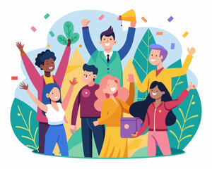 Fototapeta premium Large group of people celebrating. Vector image
