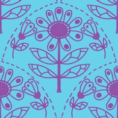 Abstract floral seamless retro flower pattern for fabrics and linens