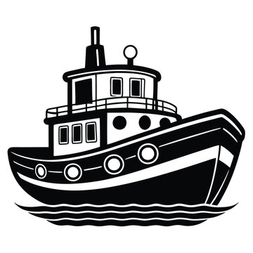 recommend clip art: tugboat silhouette vector design illustration on white background