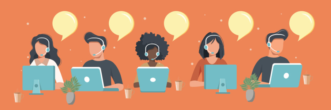 Live support concept. Business customer care service concept. Icon for contact us, support, help, phone call and website click. Flat vector illustration.	
